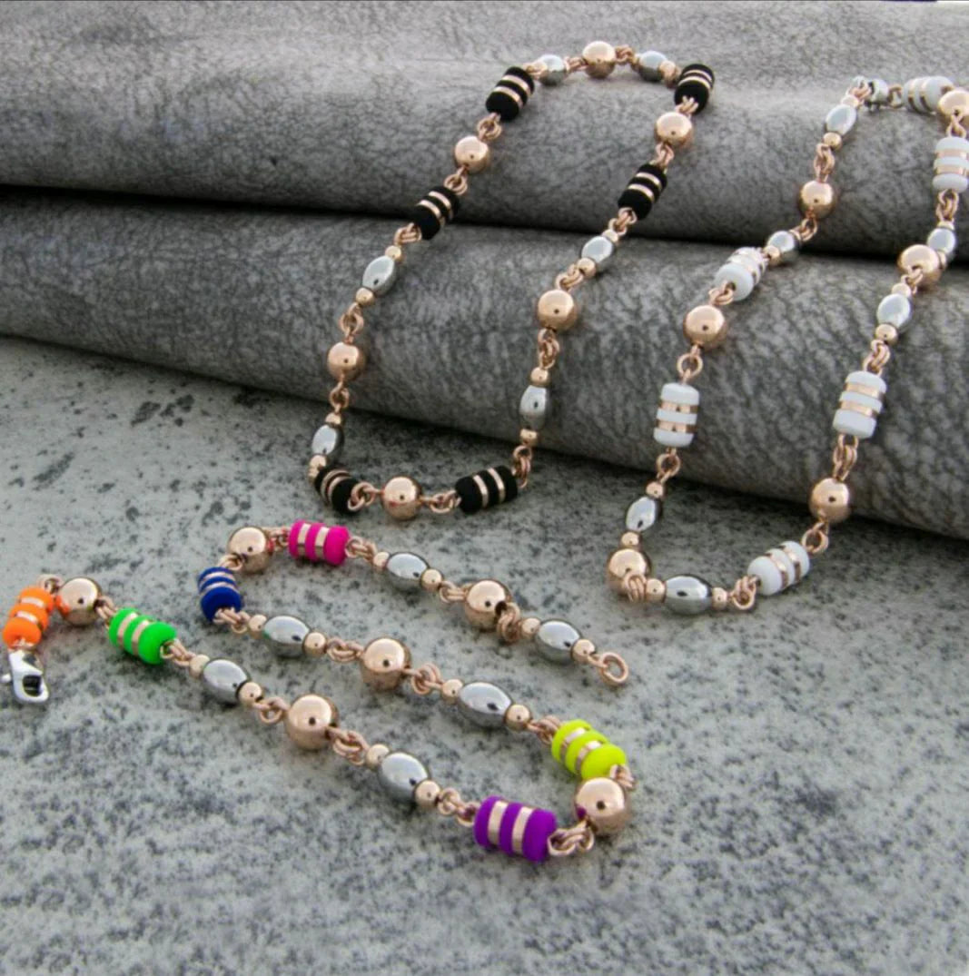 TOBILLERA BARRIL DOBLE CINTA CON OVALO ROSE 25CM ID: 2064212